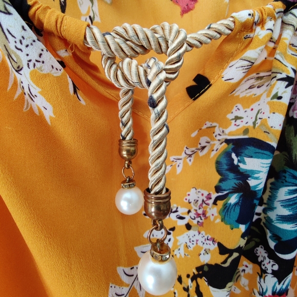 Yellow floral print midi dress - Picture 4 of 5